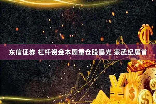 东信证券 杠杆资金本周重仓股曝光 寒武纪居首